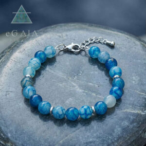 Χειροποίητο Βραχιόλι Μπλε Αχάτης (light-blue) 8mm eGAIA