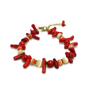 Χειροποίητο βραχιόλι Κοράλλι (Coral) και Μάτι της Γάτας eGAIA