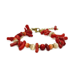 Χειροποίητο βραχιόλι Κοράλλι (Coral) και Μάτι της Γάτας eGAIA
