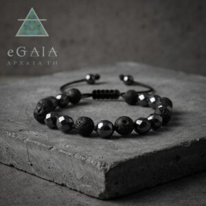 Ανδρικό Βραχιόλι macrame Λάβα και Αιματίτης ταγέ eGAIA